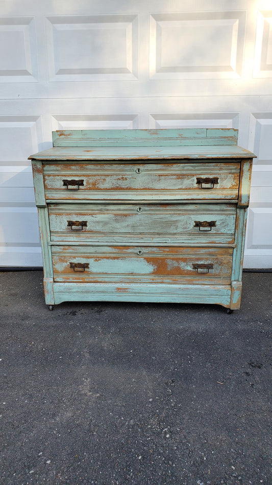 Blue Distressed Dresser SOLD